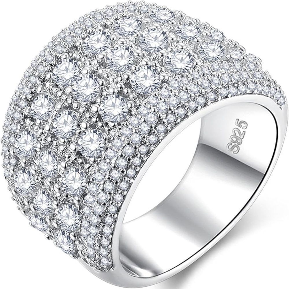 Sterling Silver 925 Pave Zirconium Statement Ring